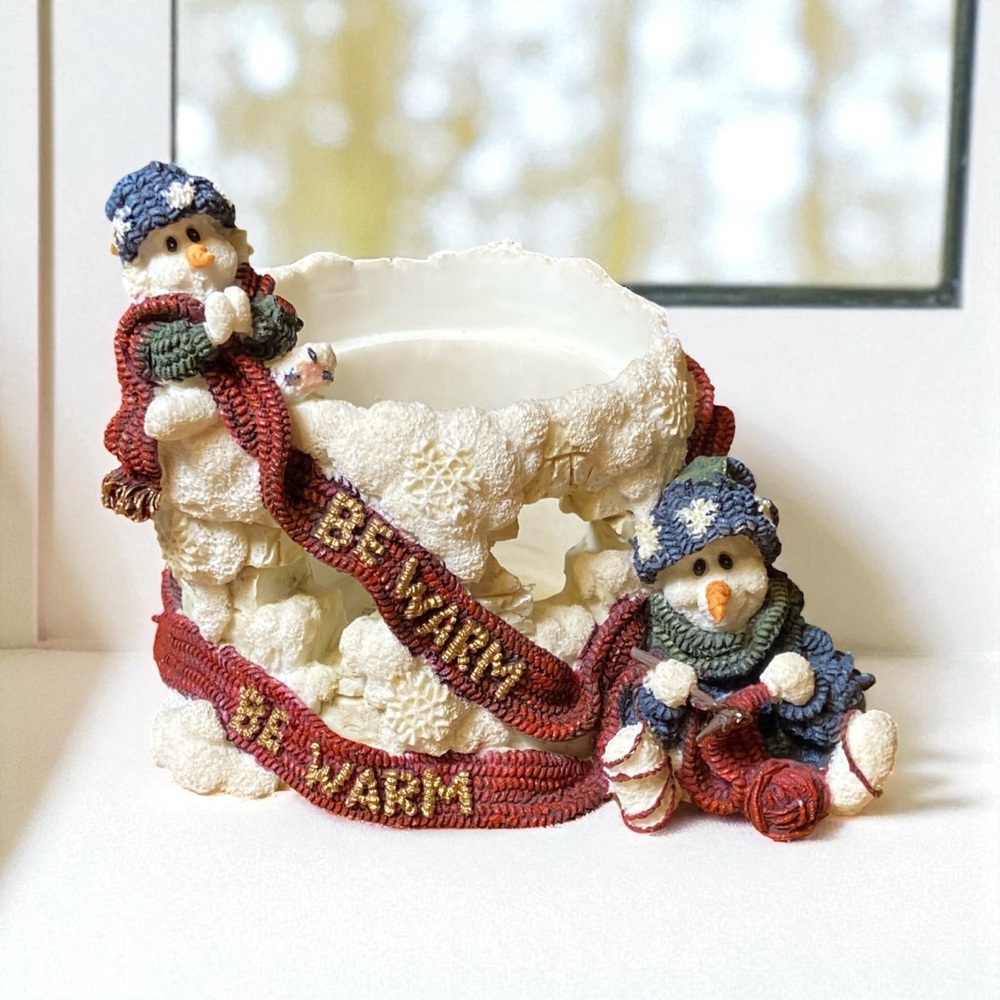 Christmas Boyds Bears Ingrid and Olaf Figurine BE WARM Cream and red